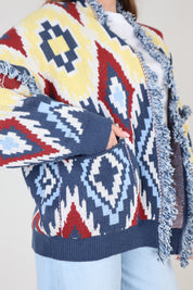 CARDIGAN ROMBI ALL OVER BLU