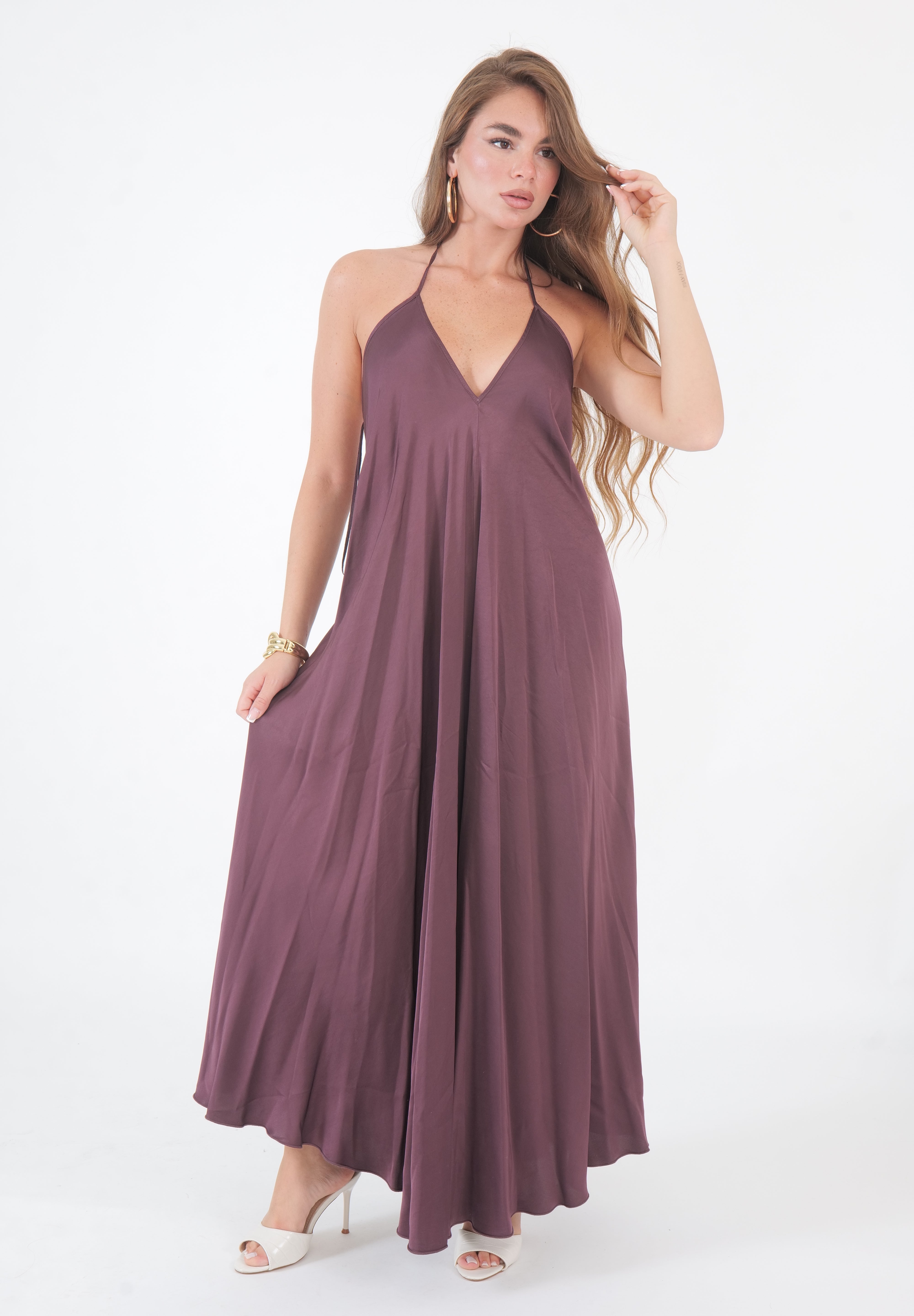 JUMPSUITE SATIN PRUGNA