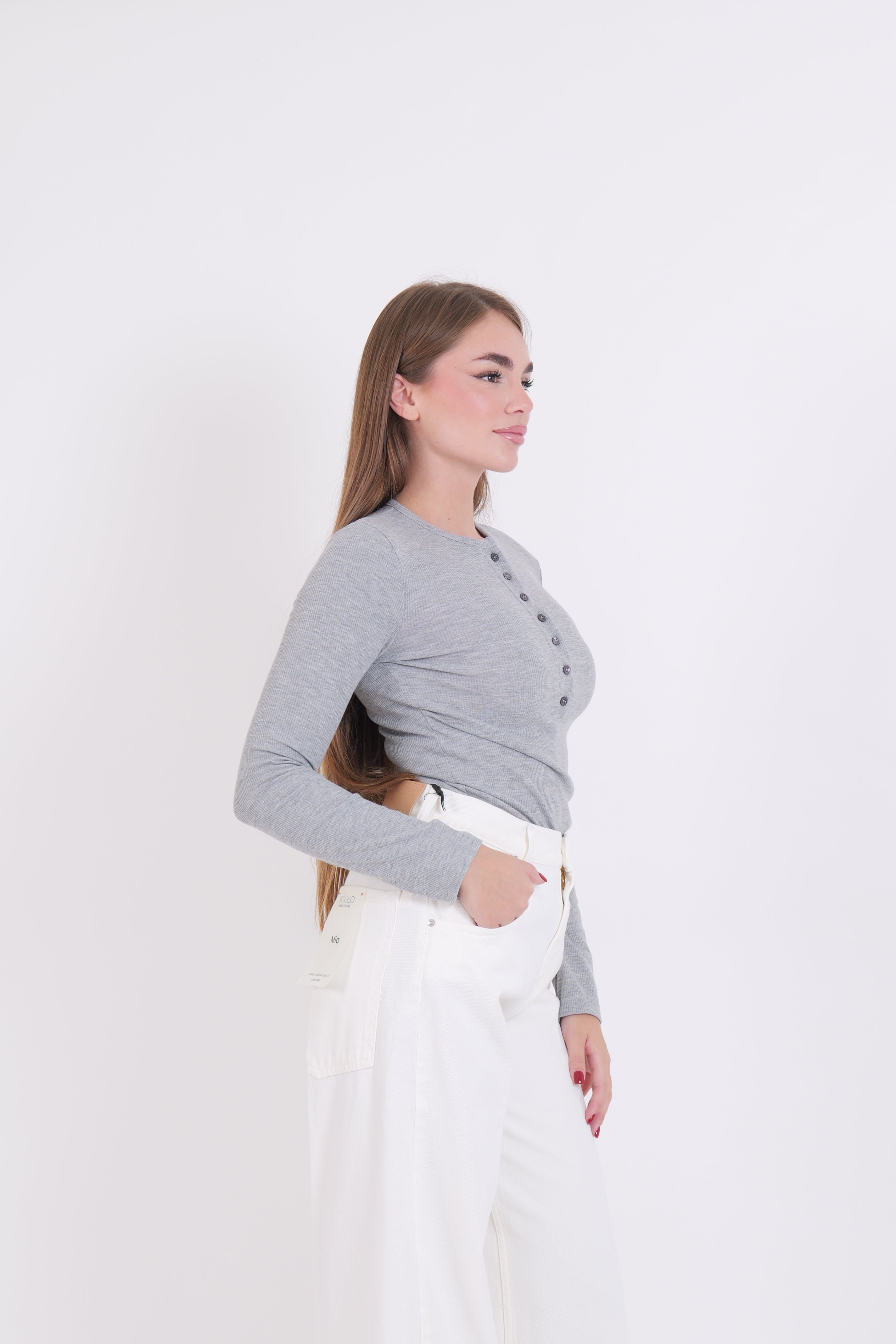 SERAFINA A COSTINE MANICA LUNGA GRIGIO