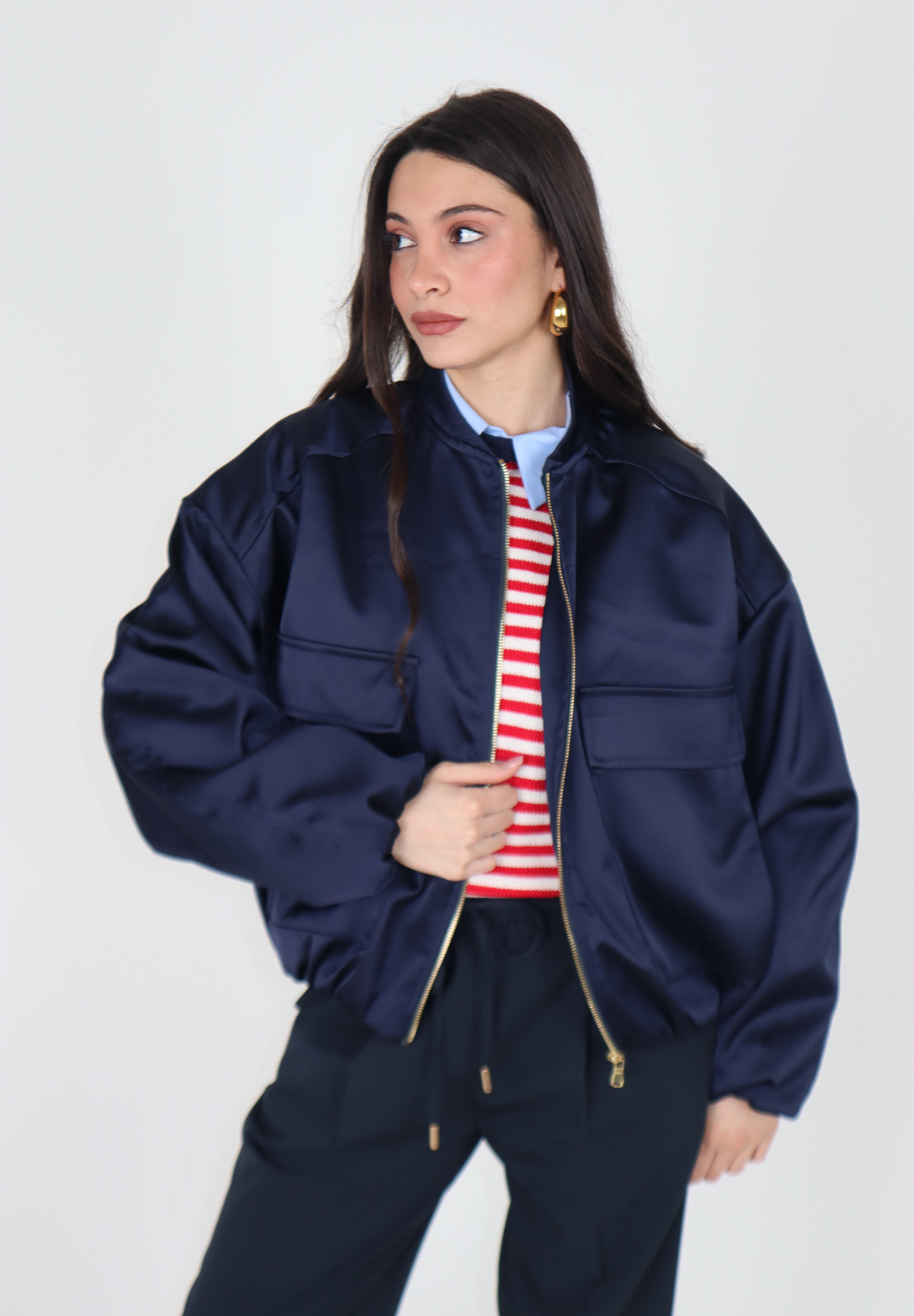 BOMBER SATIN BLUE