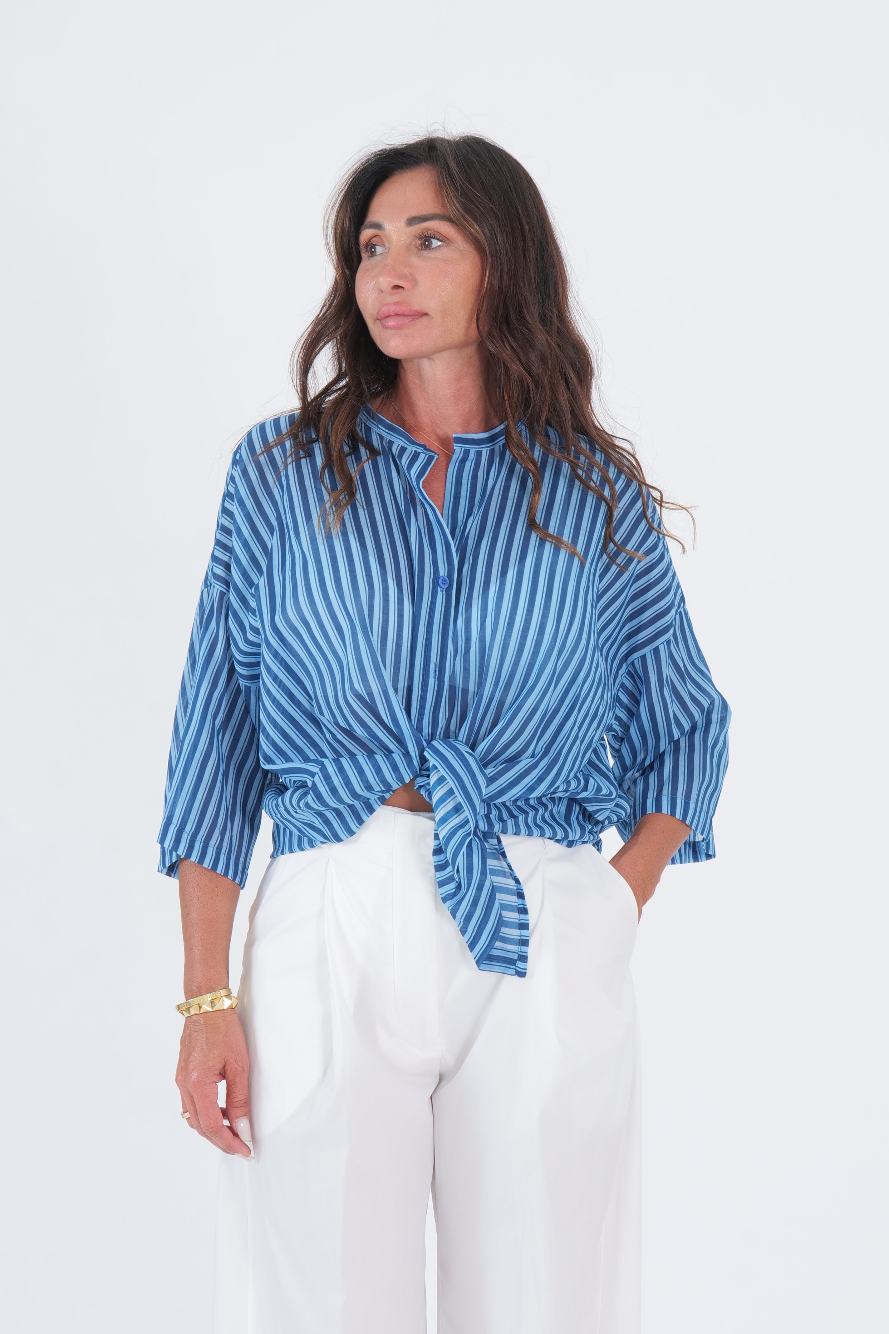 CAMICIA MUSSOLA BLU/AZZURRO