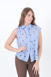 CAMICIA SMANICATA POIS