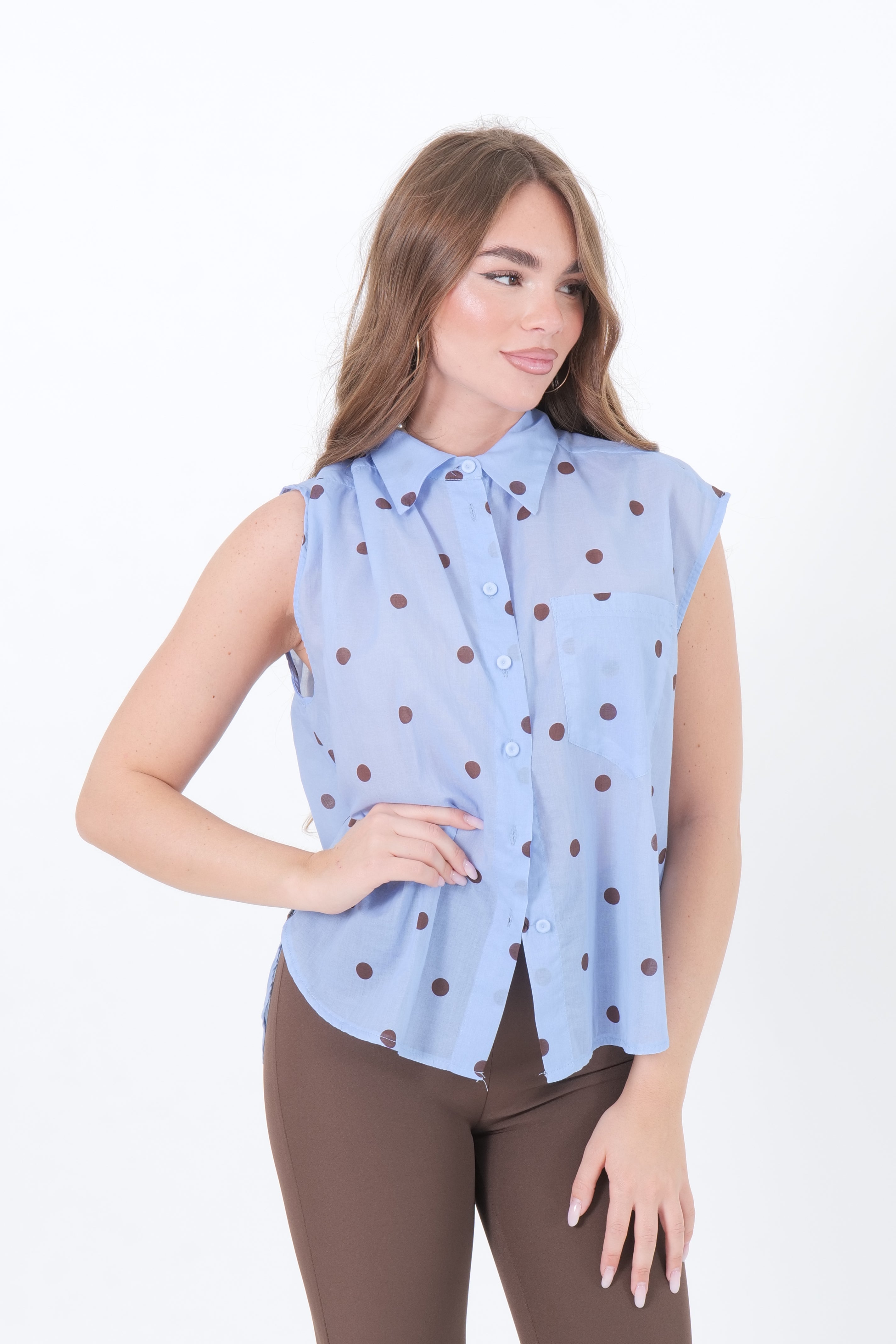 CAMICIA SMANICATA POIS