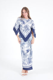 GONNA MIDI FOULARD TOILE BLU