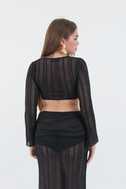 CROP TOP CROCHET NERO