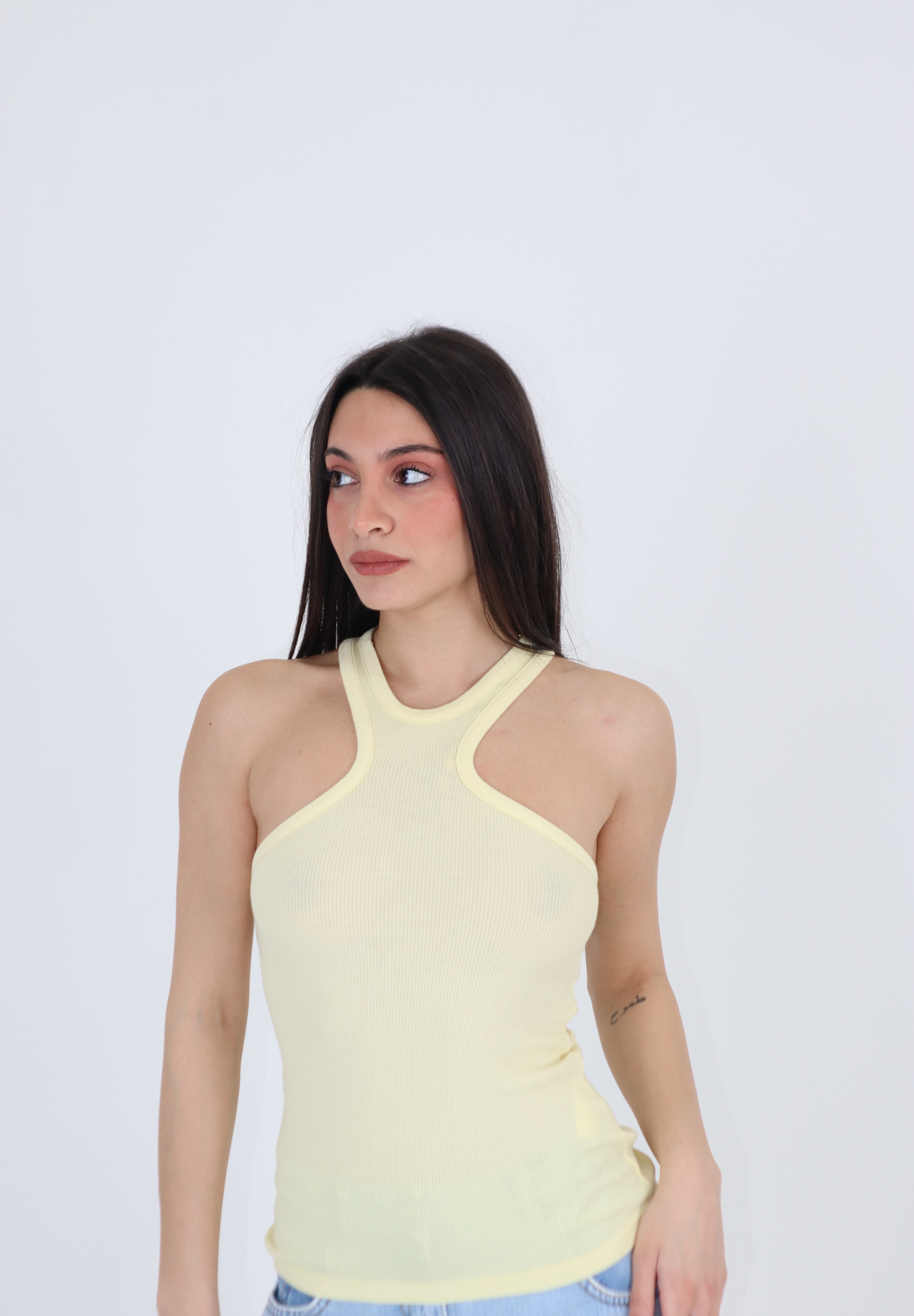 TOP SCOLLO AMERICA GIALLO
