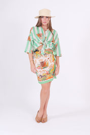 MINI GONNA PAREO FOULARD VERDE