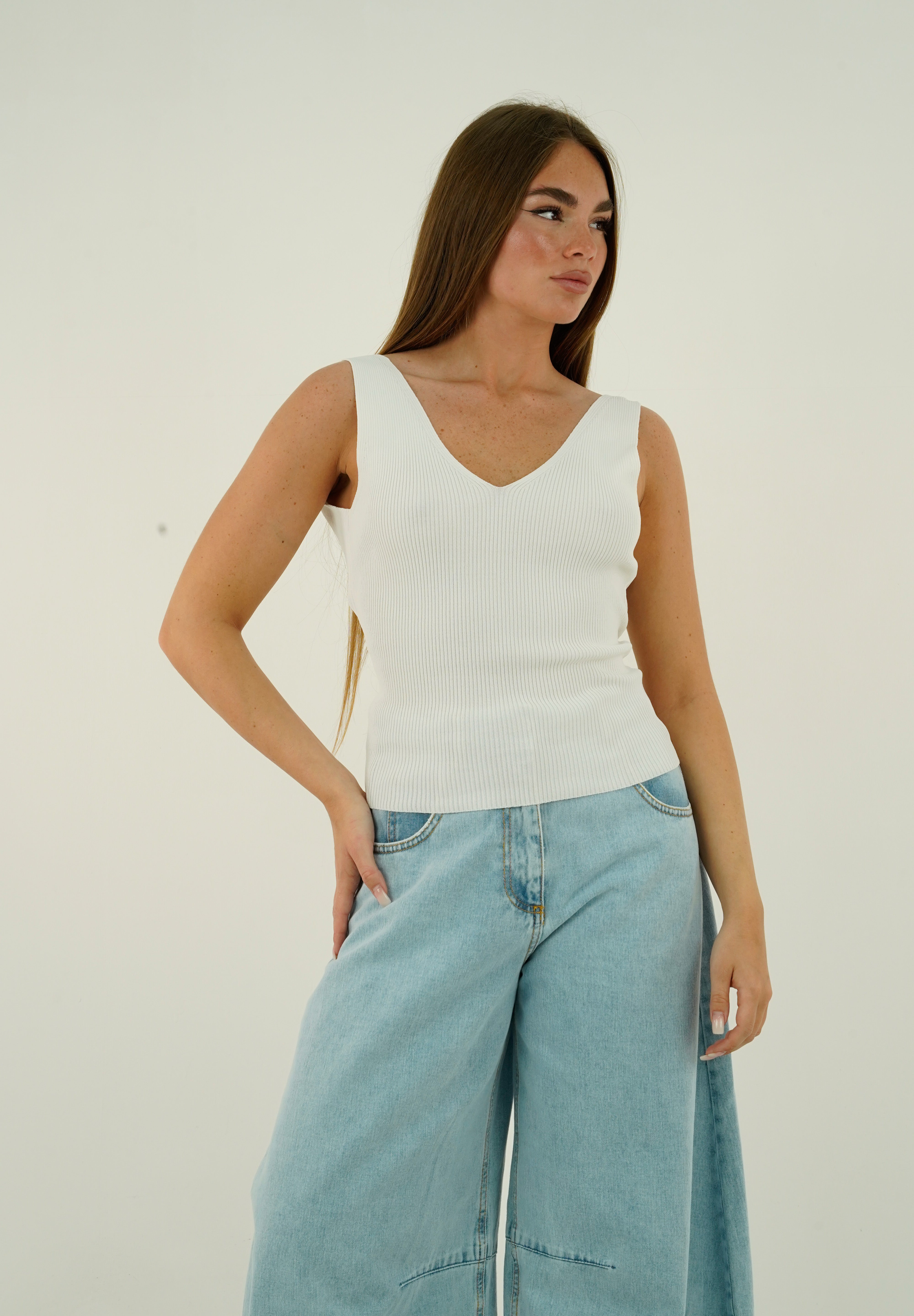 TOP SCOLLO V BIANCO