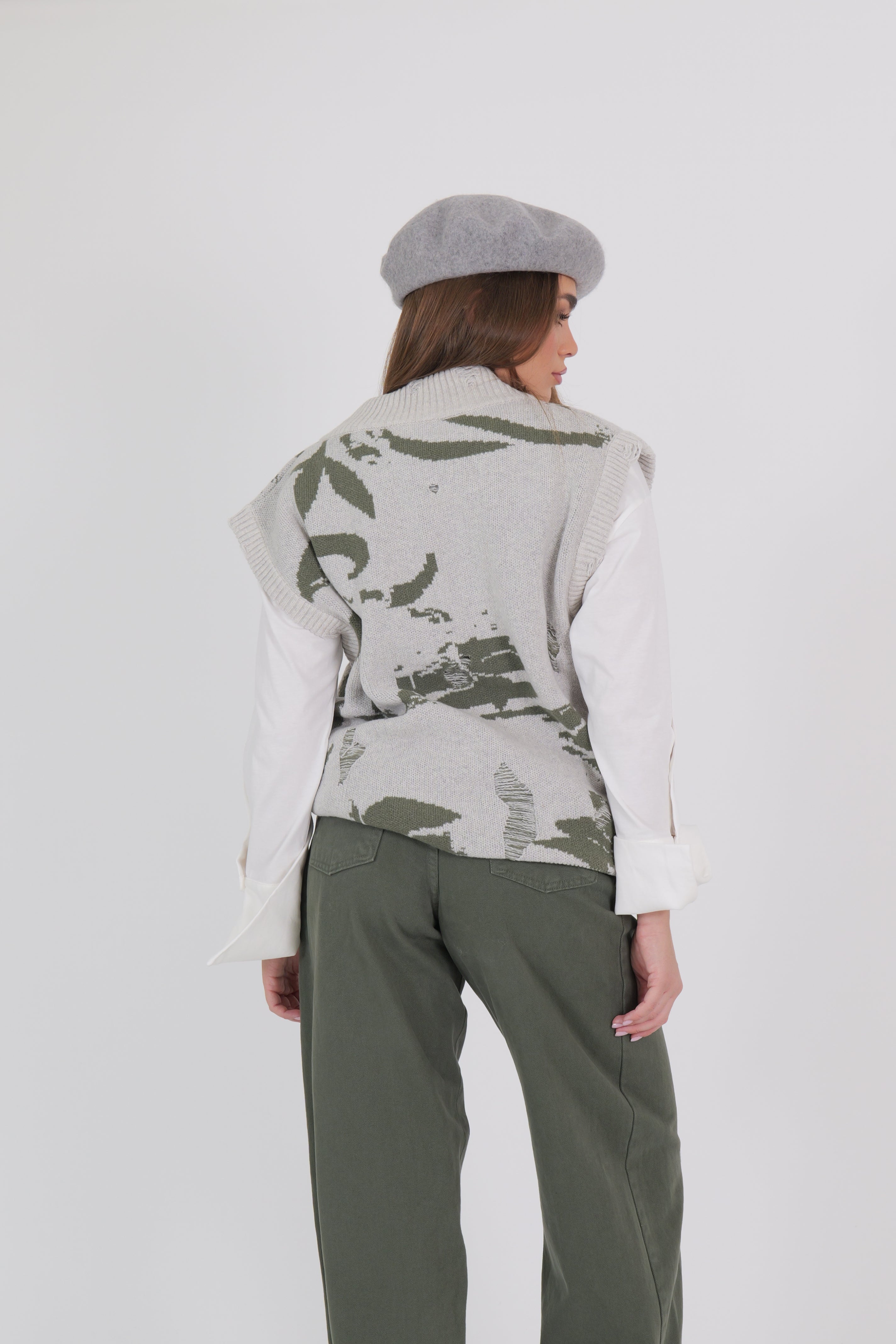 PULLOVER SMANICATO VERDE/BIANCO