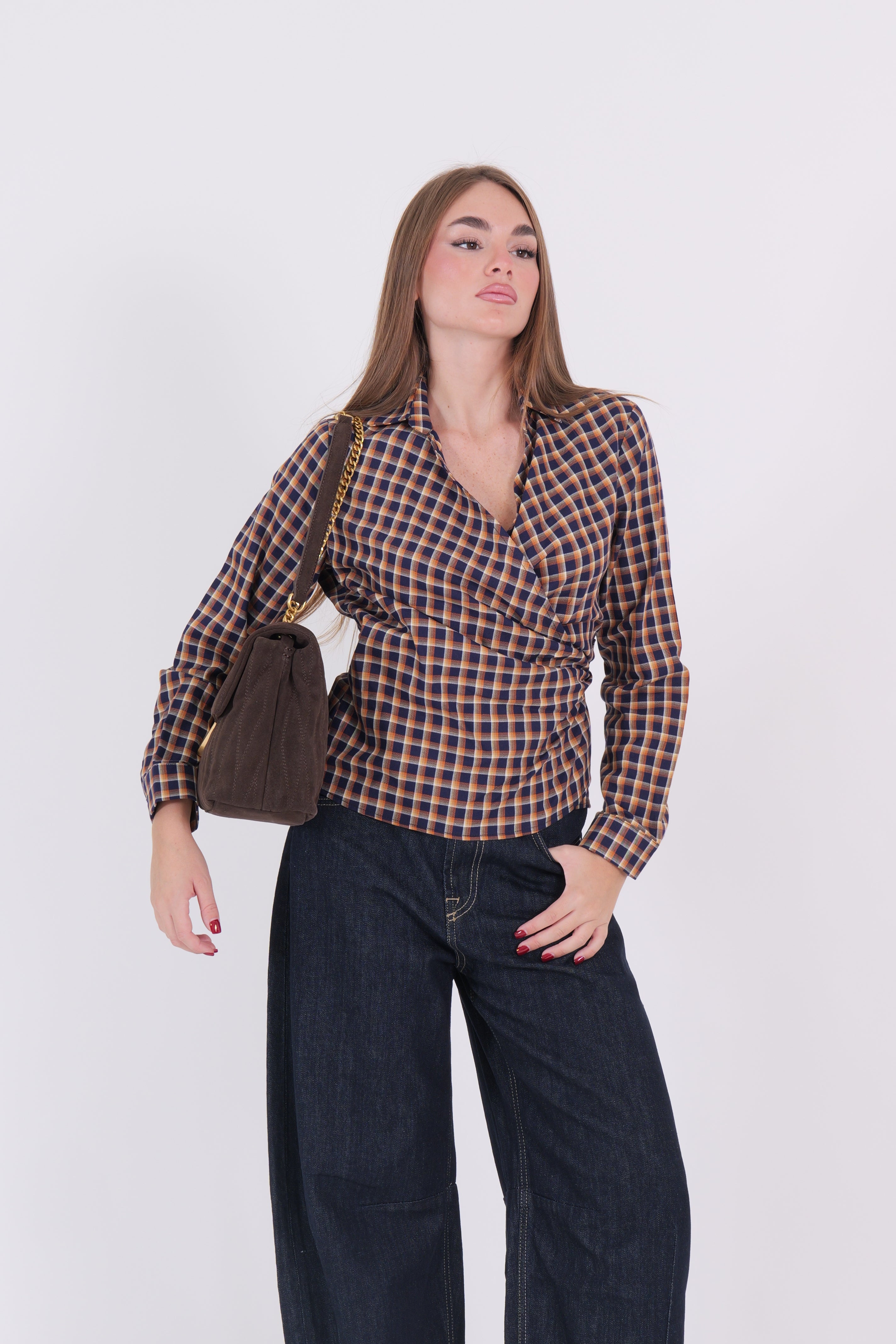 CAMICIA AMY ARANCIO/BLU