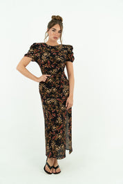 DRESS FLOWERS BLACK