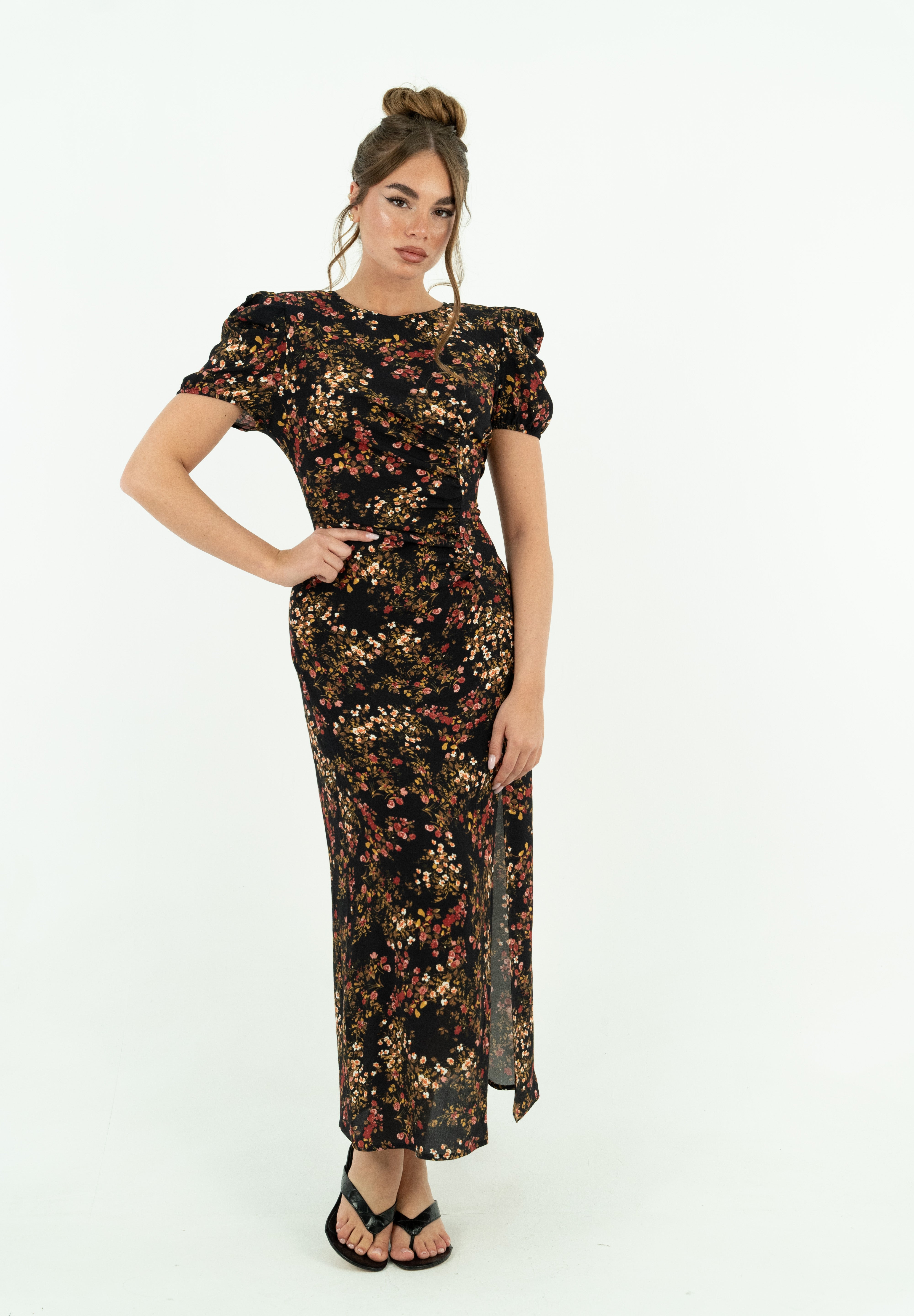 DRESS FLOWERS BLACK