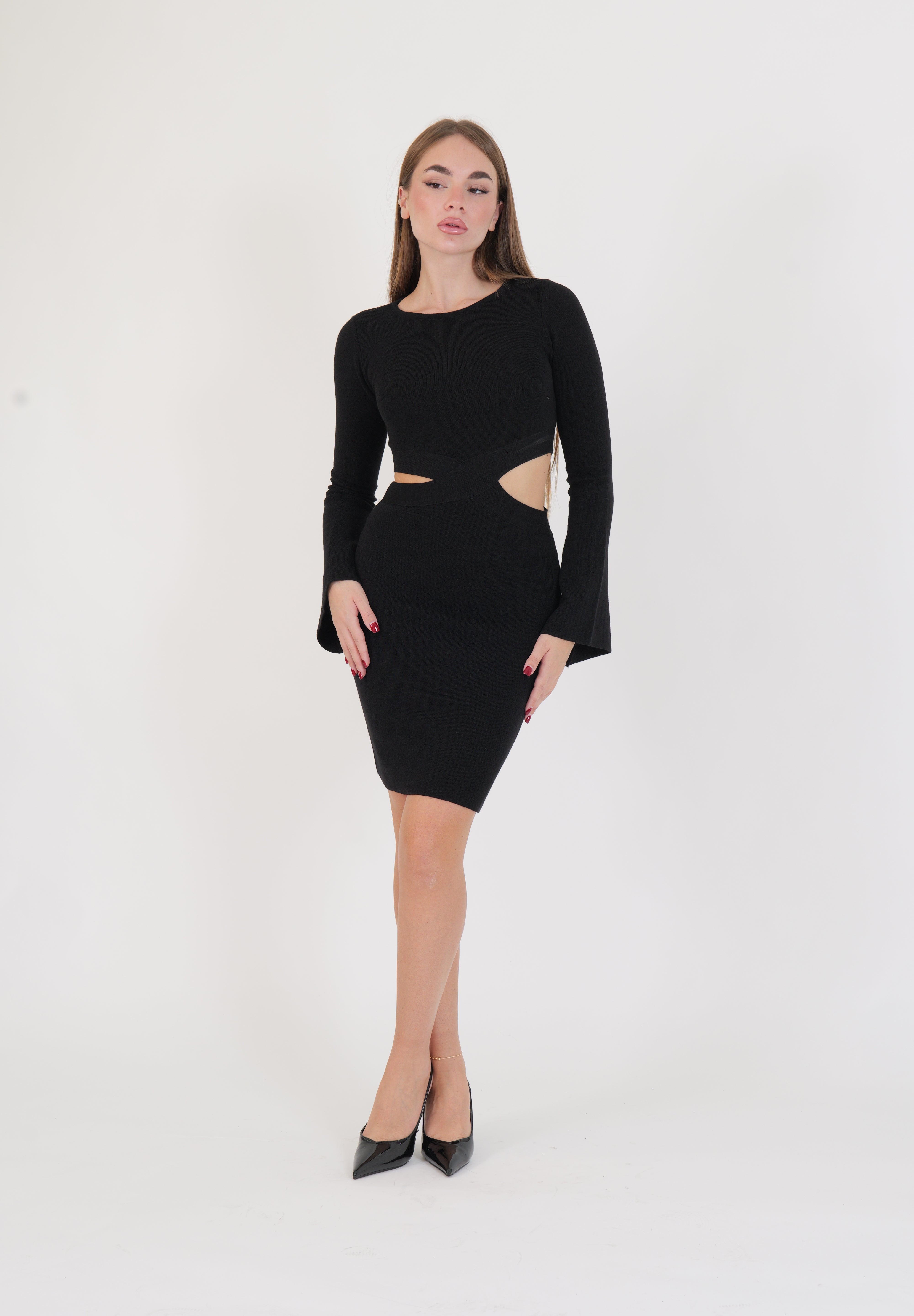 MINI DRESS CUT OUT NERO