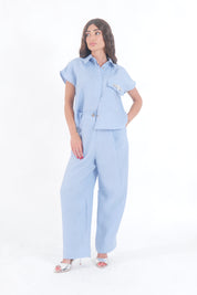 PANTALONE AZZURRO LINEN