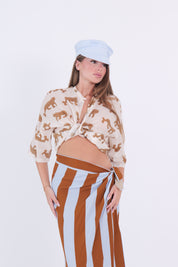CAMICIA TIGRE PANNA/TABACCO