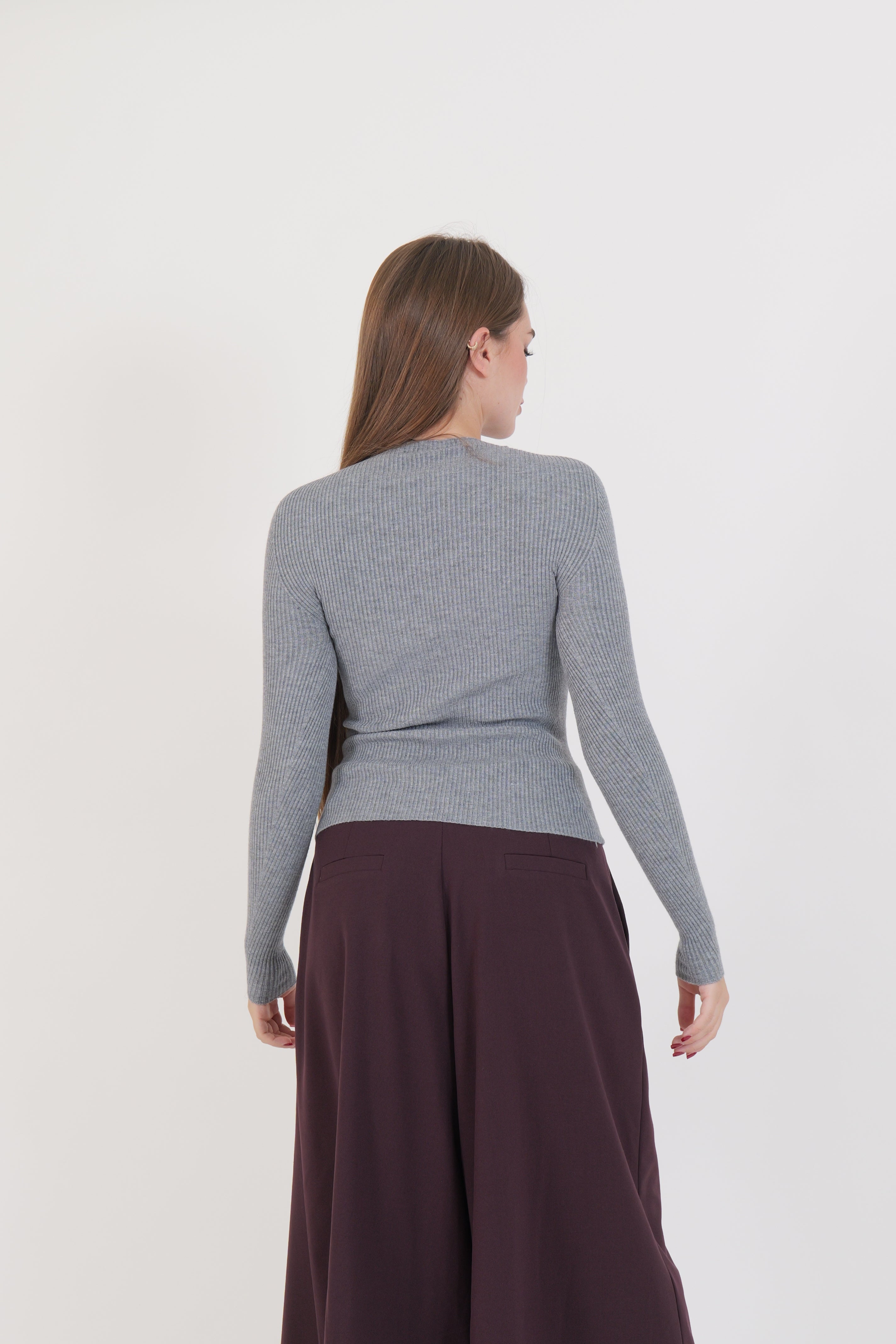 MAGLIA COSTINA MANICA LUNGA GRIGIO