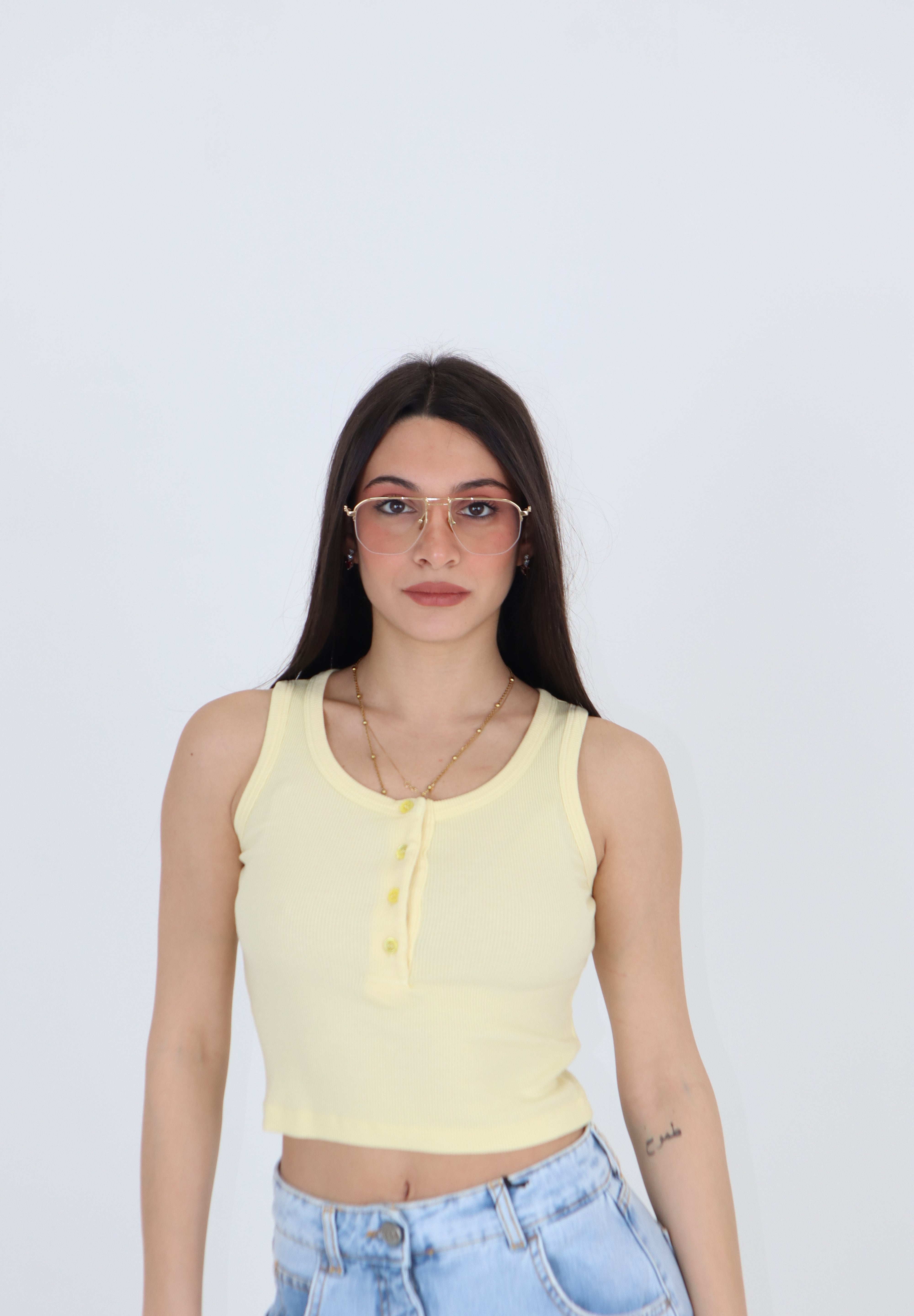 TOP BOTTONCINI GIALLO