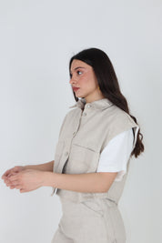 GILET DENIM TECLA SABBIA