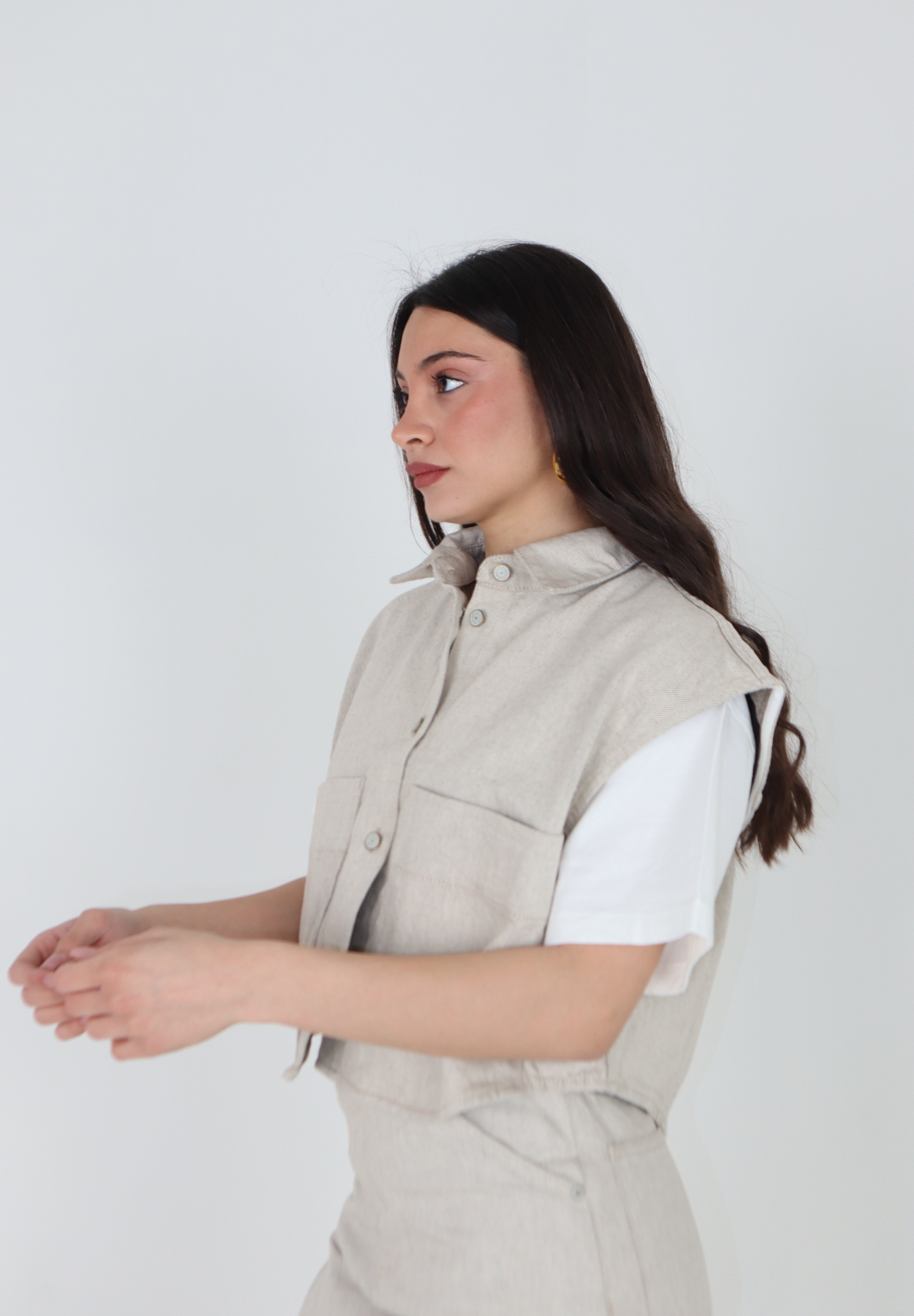 GILET DENIM TECLA SABBIA