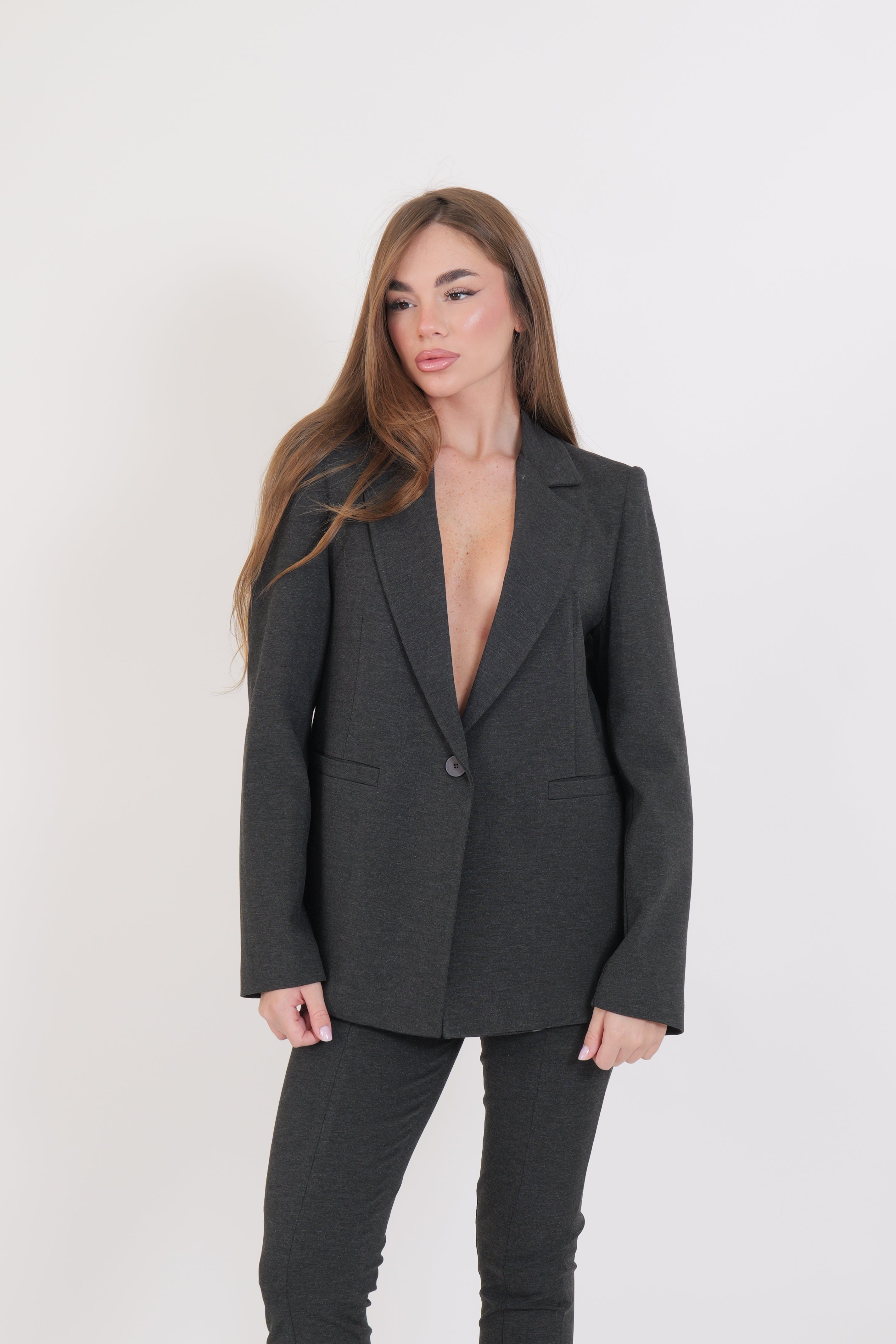 BLAZER MONOPETTO GRIGIO SCURO