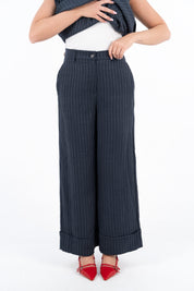 PANTALONE GESSATO BLU