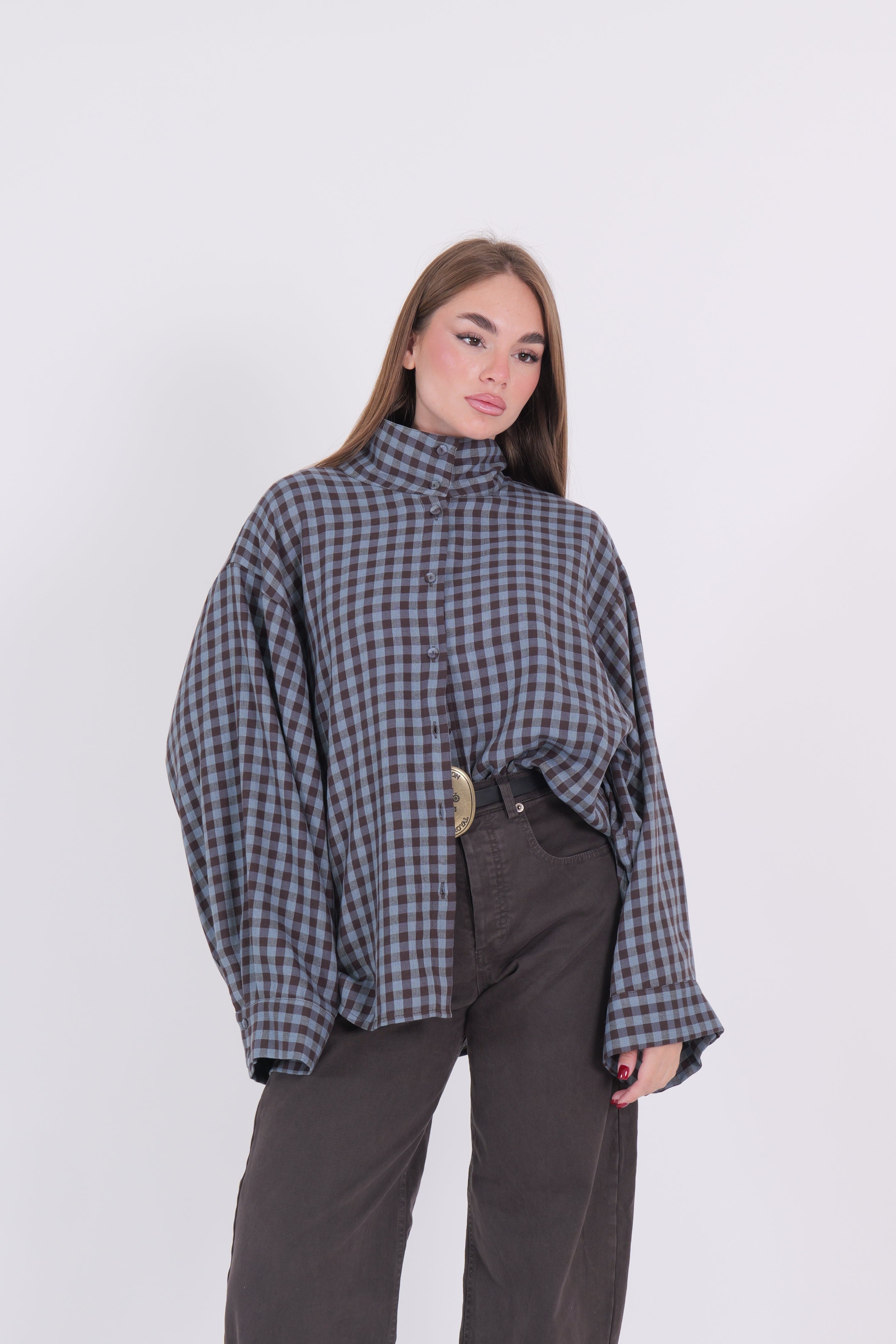 CAMICIA CELESTE/MORO