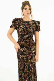 DRESS FLOWERS BLACK