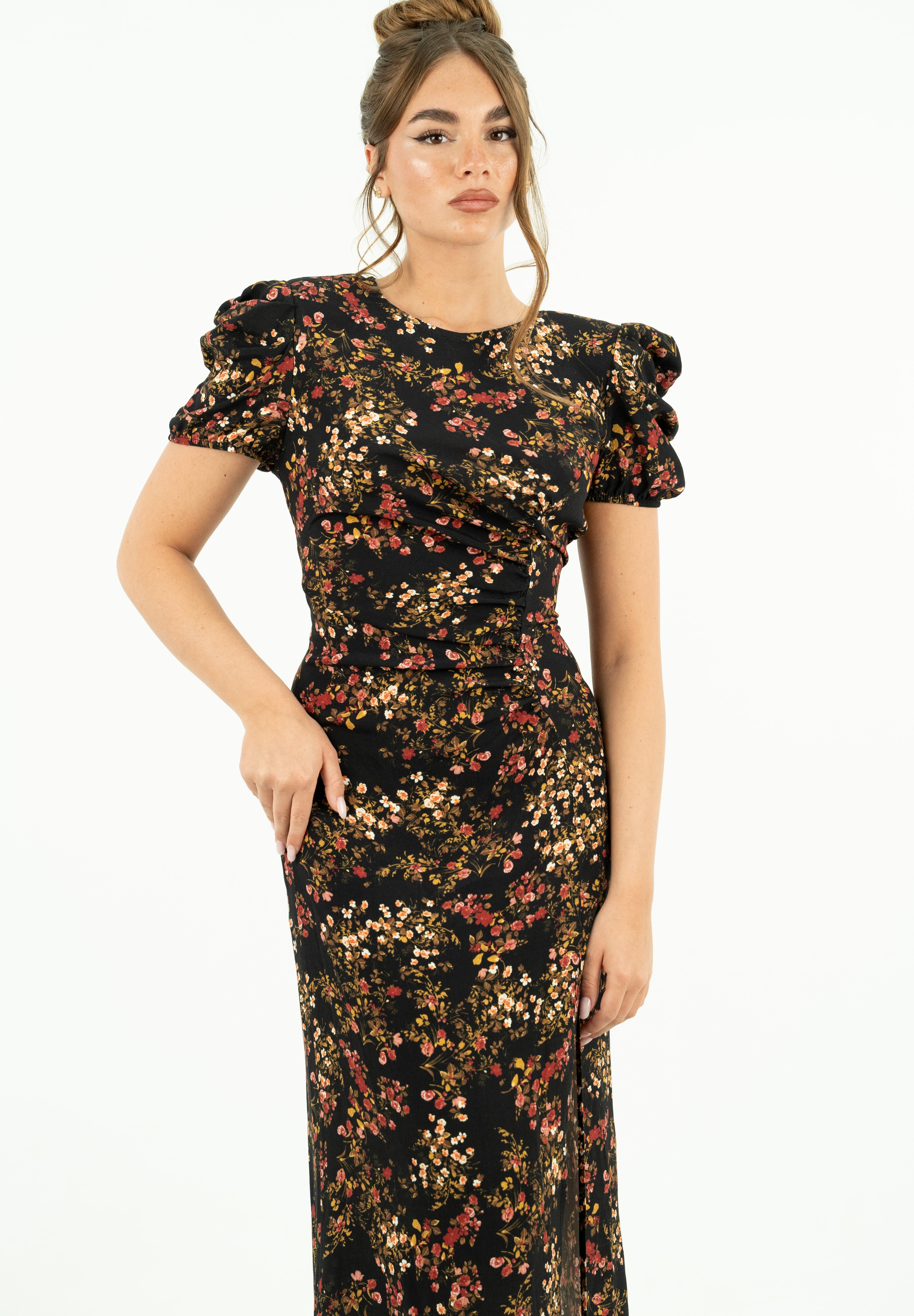 DRESS FLOWERS BLACK