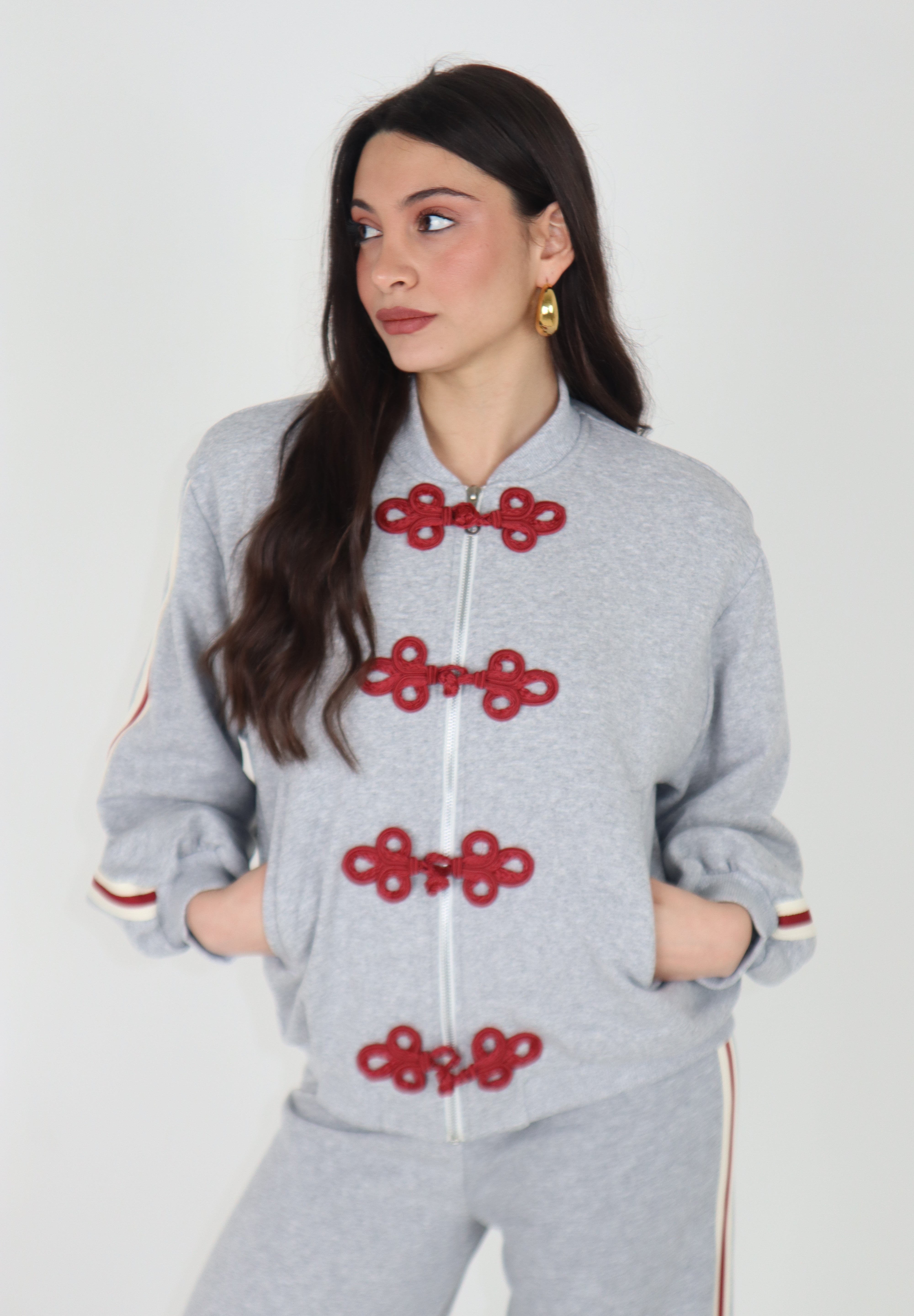 BOMBER IN FELPA JAPAN GREY