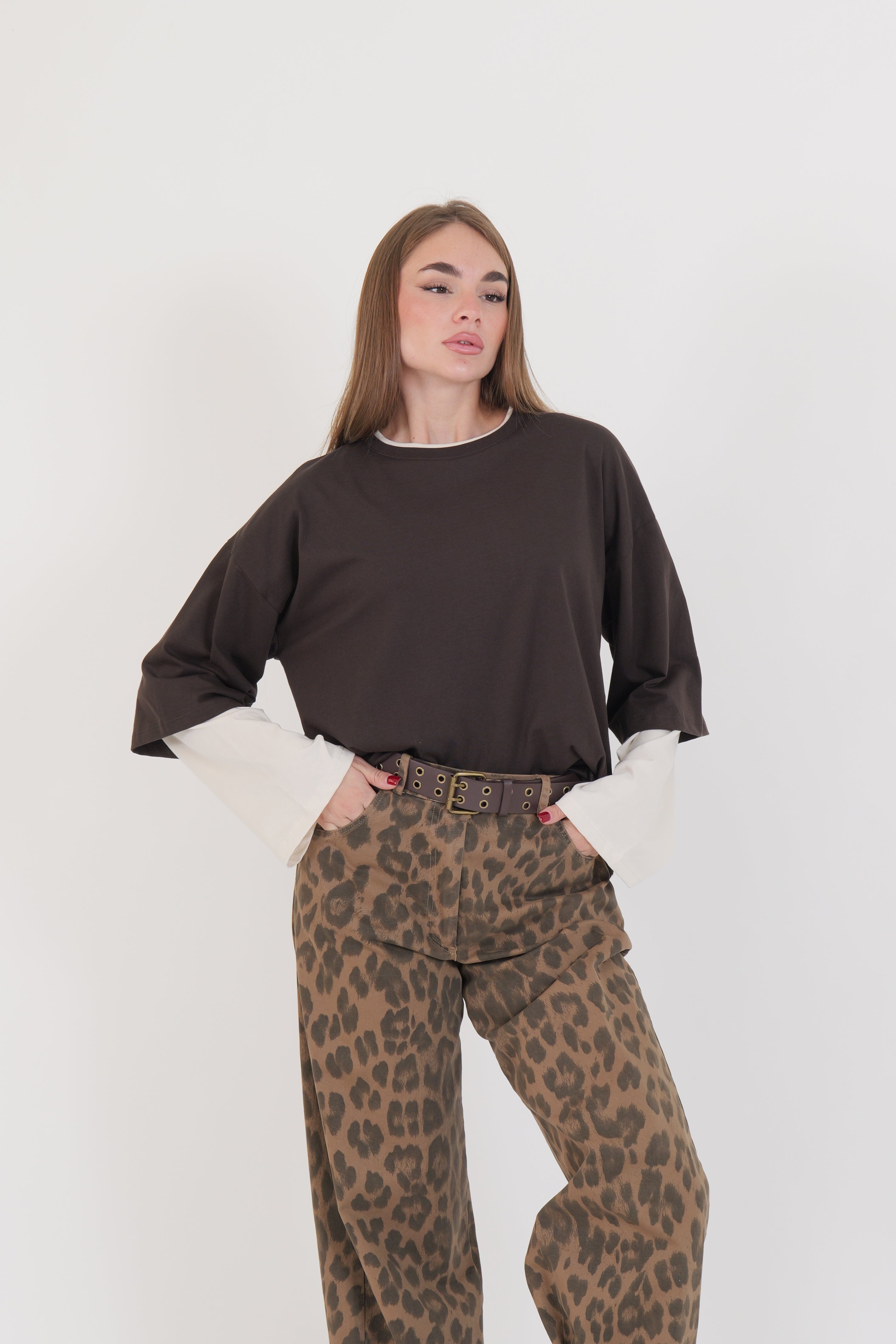 T-SHIRT BICOLOR MORO/BIANCO