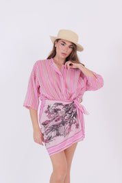 GONNA CORTA FOULARD SAFARI ROSA