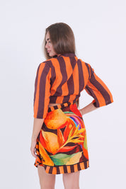 CAMICIA MUSSOLA RIGA ARANCIO/MORO