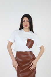 T-SHIRT  EVA NATURALE CUOIO