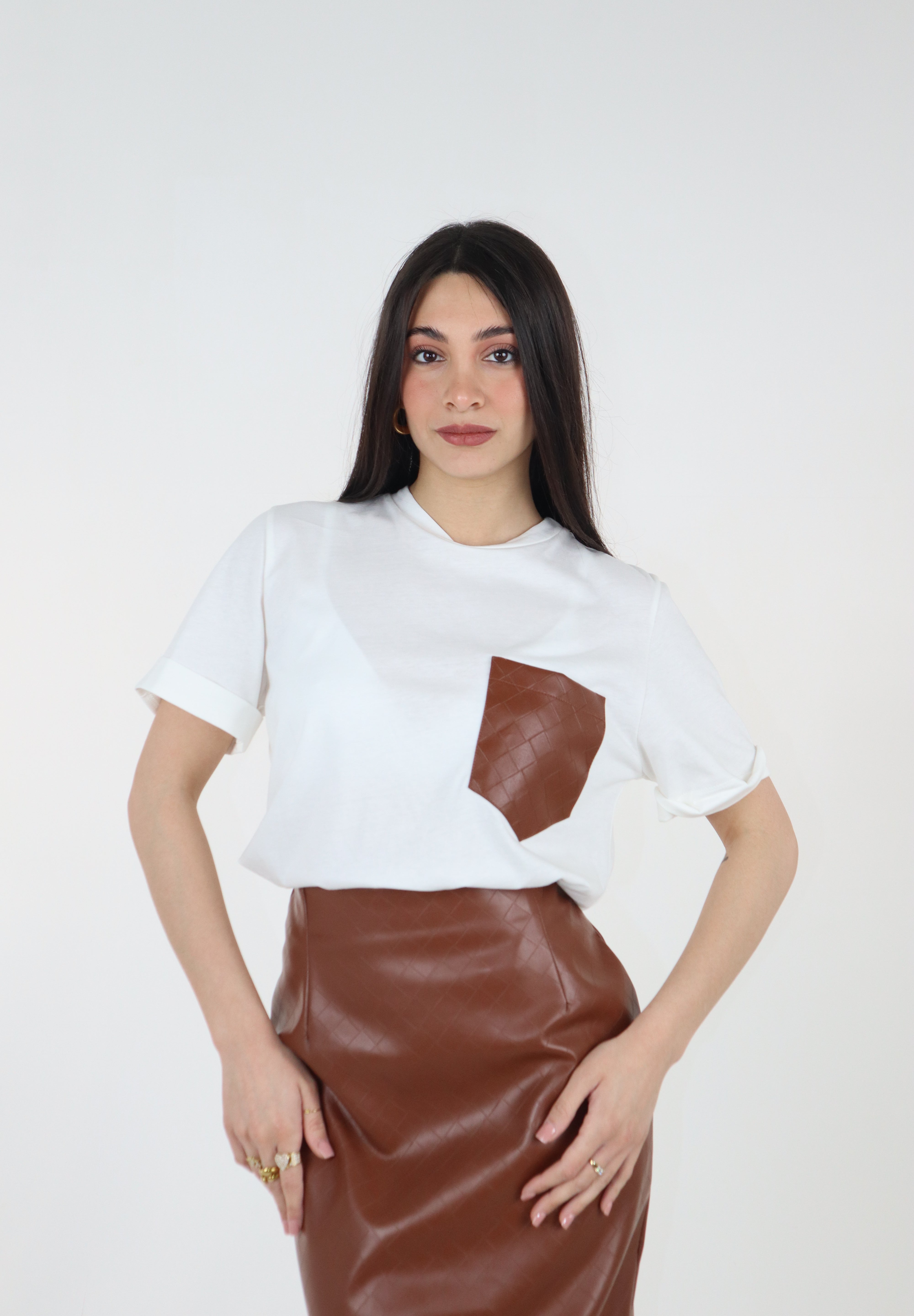 T-SHIRT  EVA NATURALE CUOIO