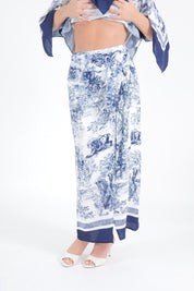 GONNA MIDI FOULARD TOILE BLU