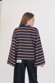 T-SHIRT LINES BLU/MORO/PANNA