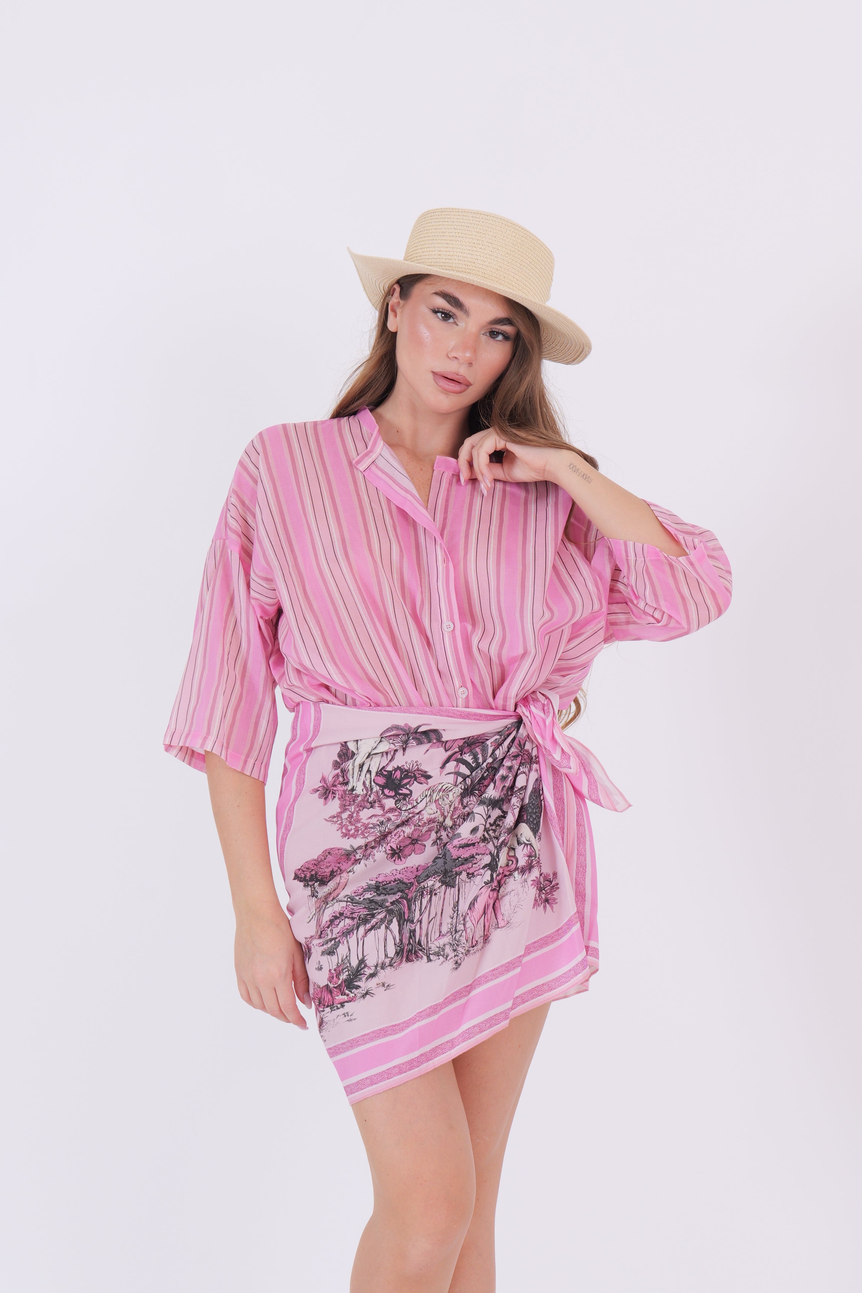 GONNA CORTA FOULARD SARAFI ROSA