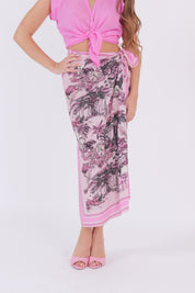 GONNA LUNGA FOULARD SAFARI ROSA