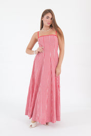 LONG DRESS VICHY ROSSO
