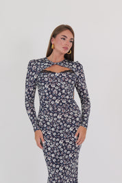 ABITO MIDI FLOWERS BLU