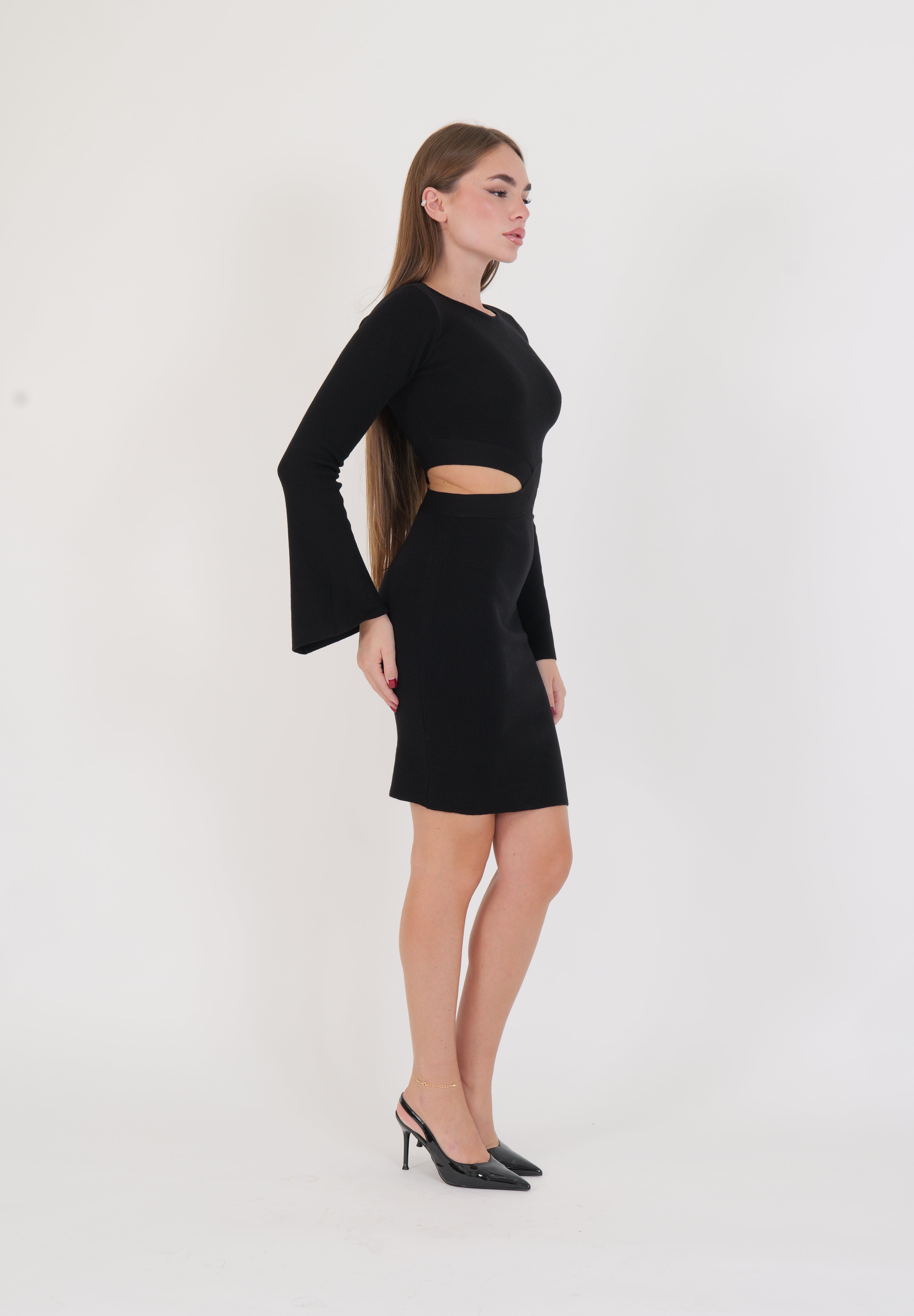 MINI DRESS CUT OUT NERO
