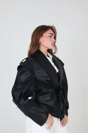 GIACCA IN PELLE PERLA NERA