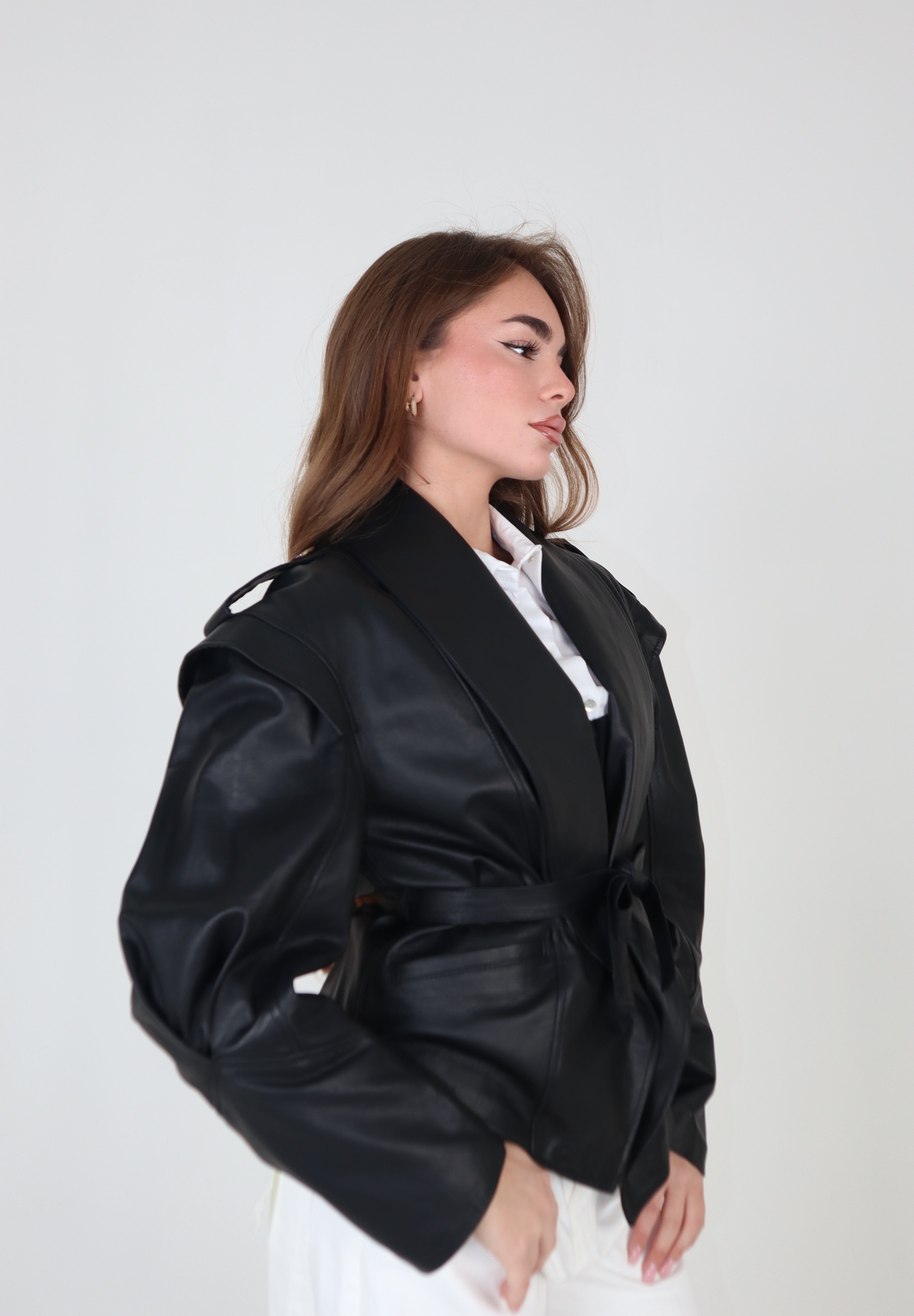 GIACCA IN PELLE PERLA NERA