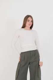 MAGLIA COSTINA MANICA LUNGA BURRO