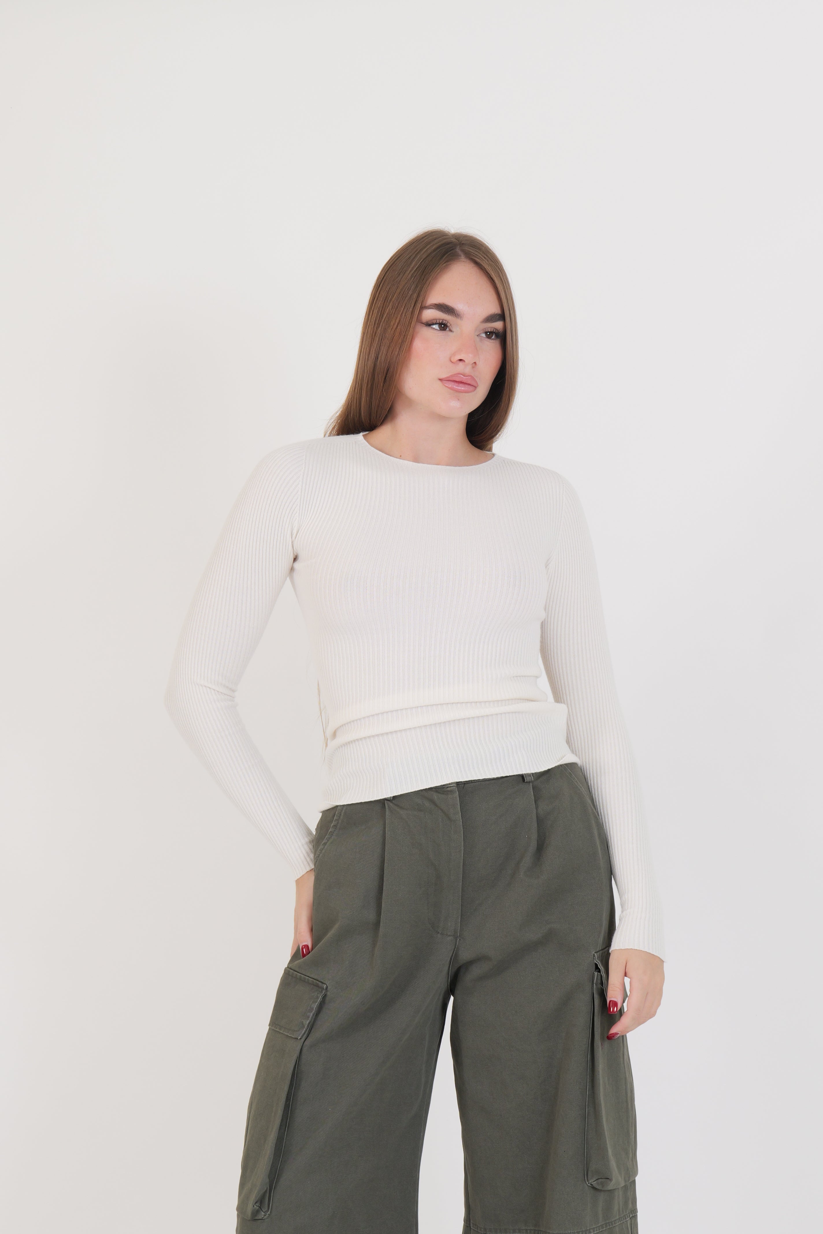 MAGLIA COSTINA MANICA LUNGA BURRO