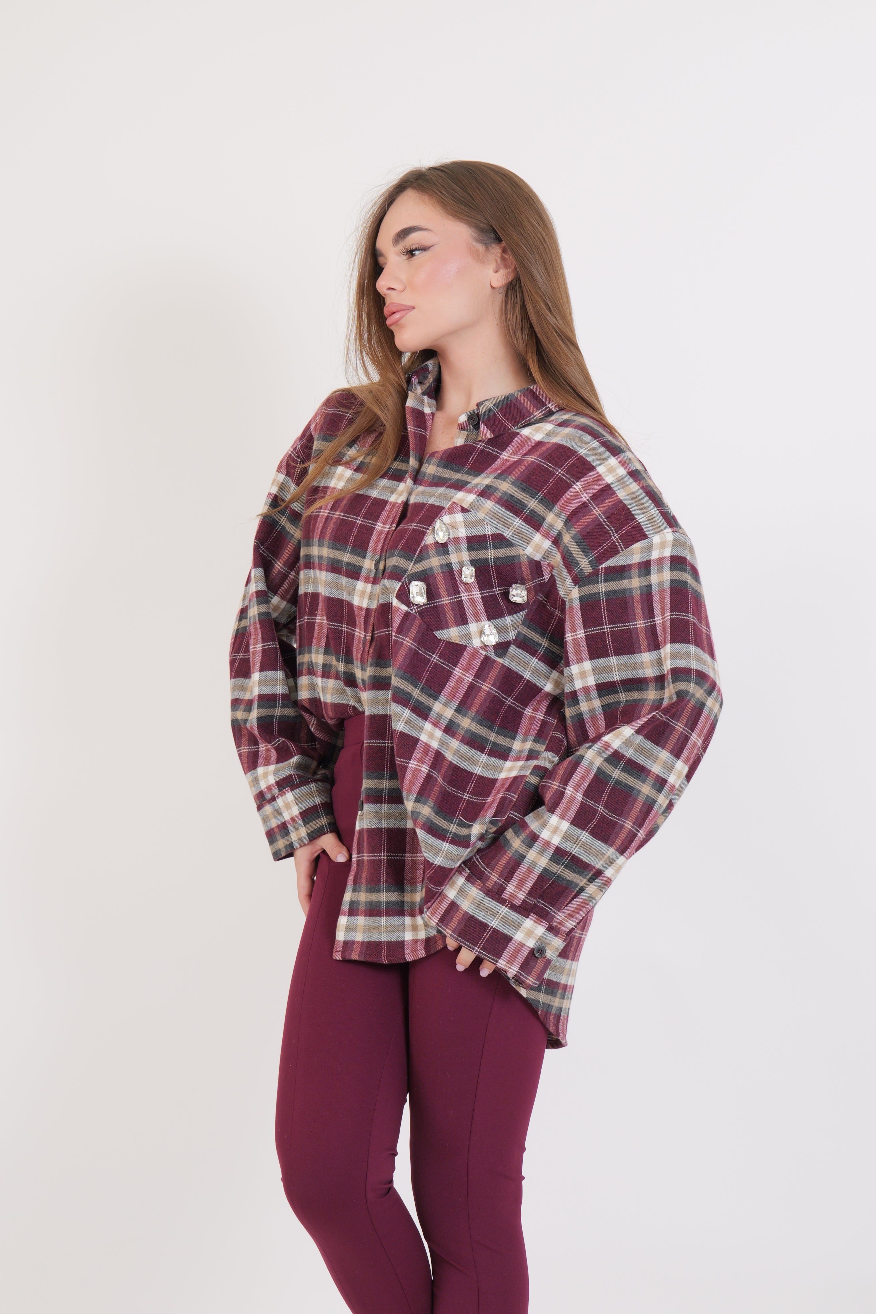 CAMICIA JEWELS BORDEAUX