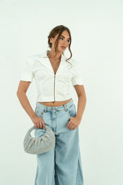 GIACCA CROP GEORGINA BIANCA
