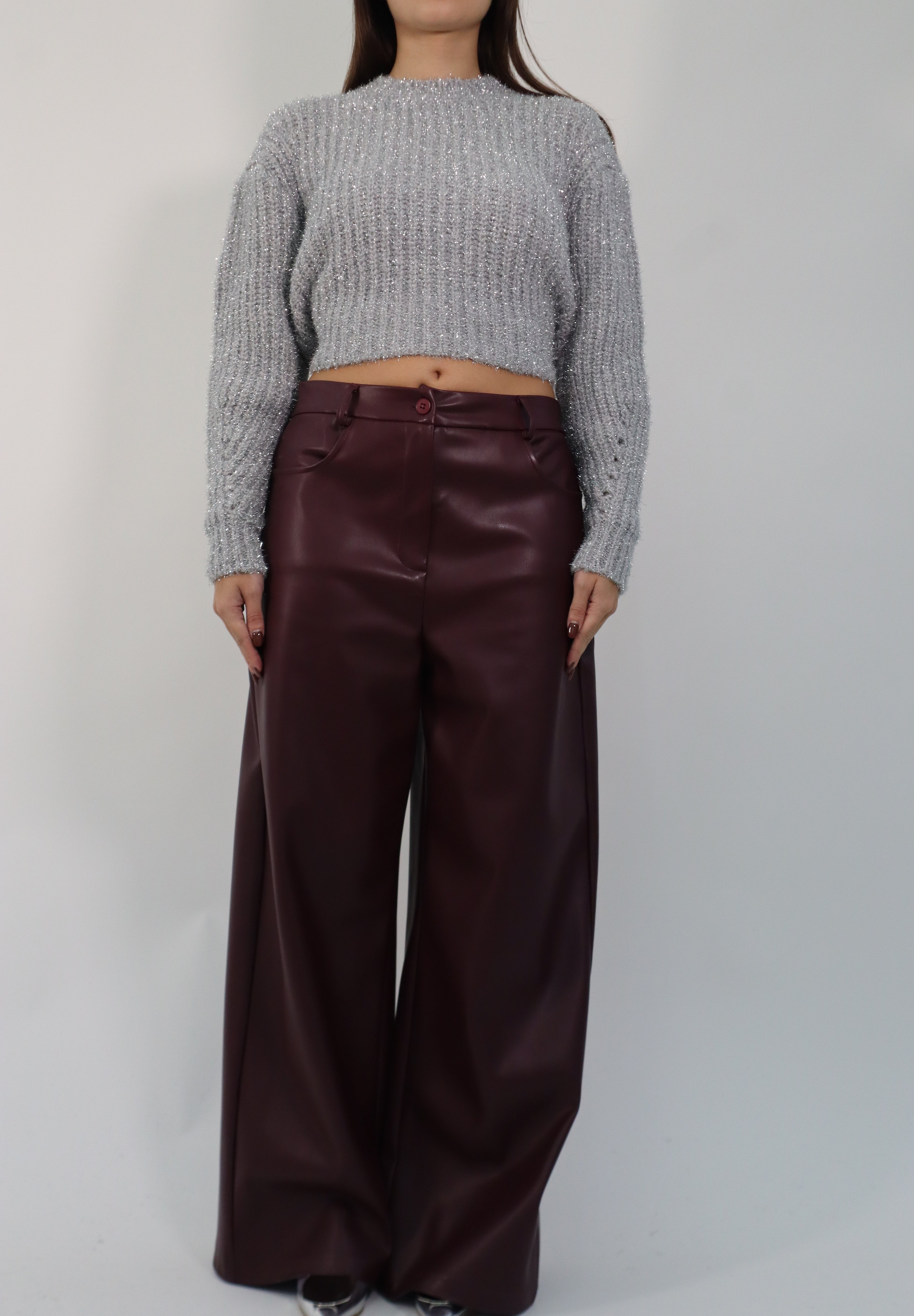 PANTALONE ECOPELLE BORDEAUX