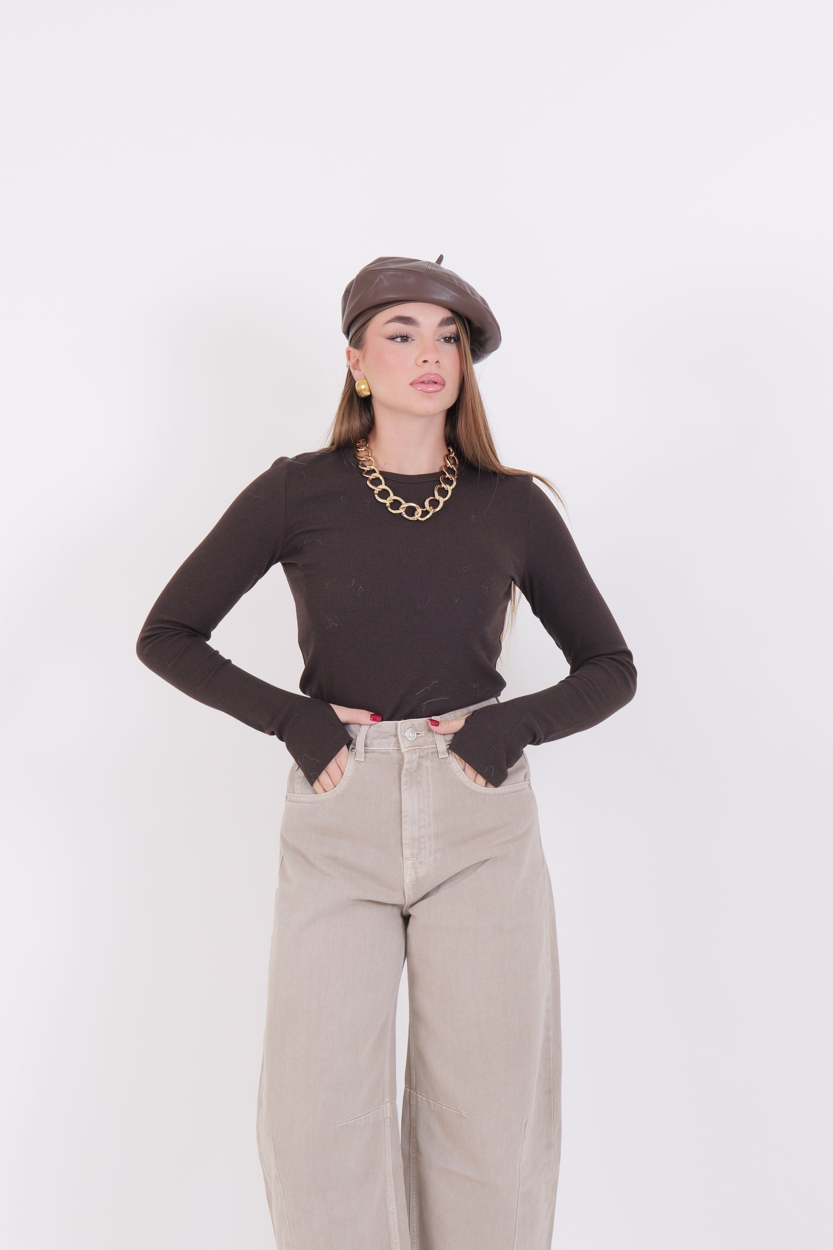 MAGLIA COSTINE MANICA GUANTO MORO