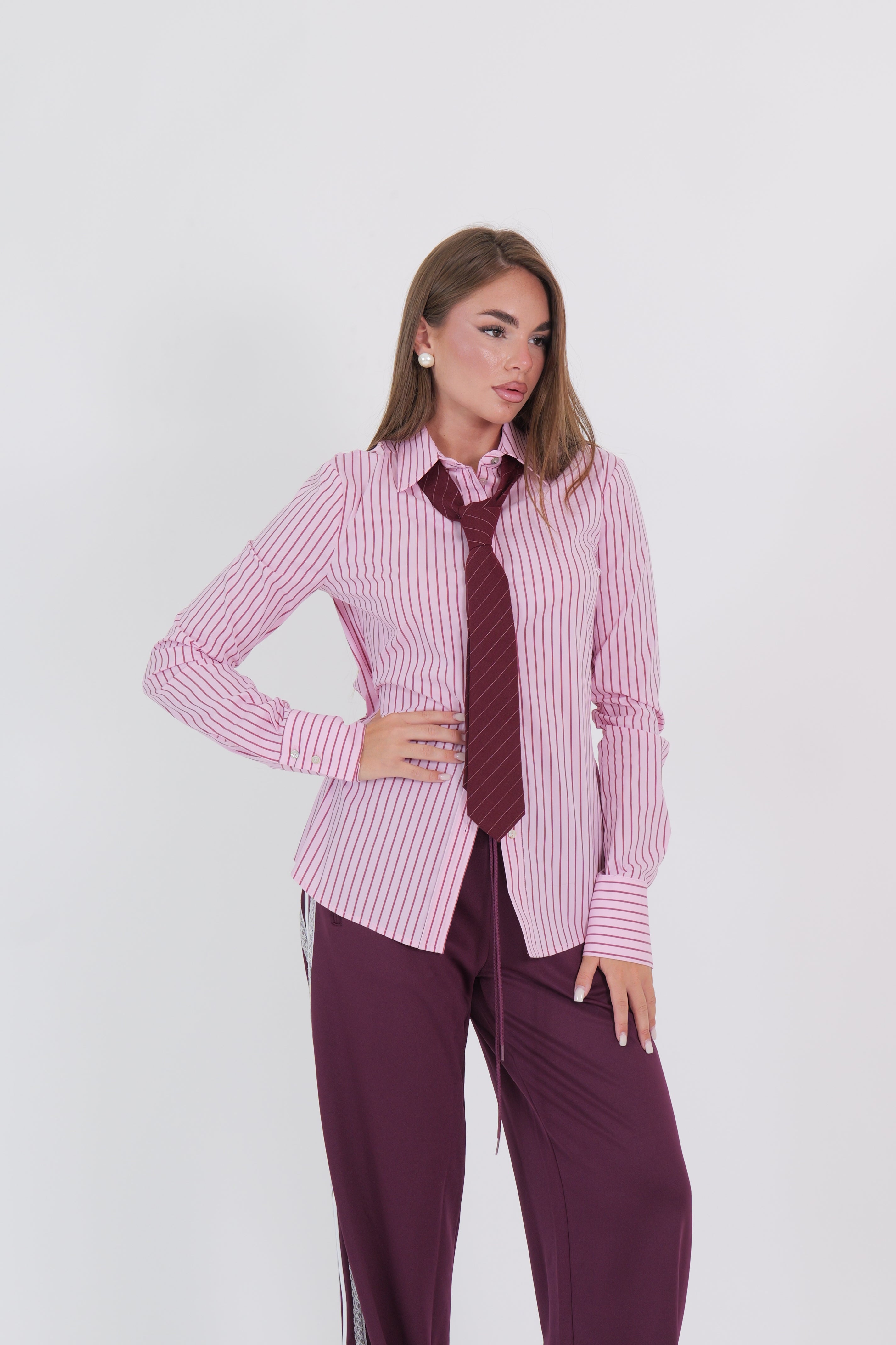 SLIM SHIRT AVA PINK WINE